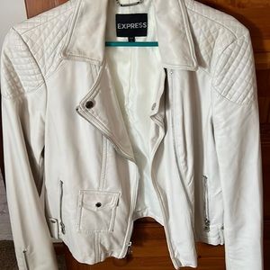 Express faux leather jacket. Cream. Size medium new without tags